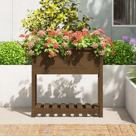 Vidaxx planter med hylde 82.5x34.5x81 cm fyrretræ til træ honning brun