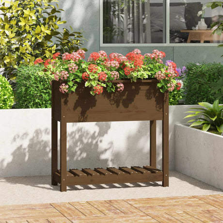 Vidaxx planter med hylde 82.5x34.5x81 cm fyrretræ til træ honning brun