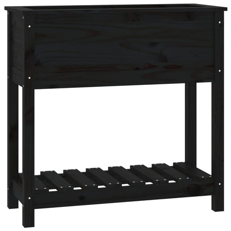 Vidaxx planter med hylde 82.5x34.5x81 cm Solid fyrretræ sort