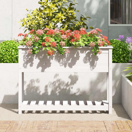 Vidaxx planter med hylde 111.5x34.5x81 cm fast fyrretræ hvid