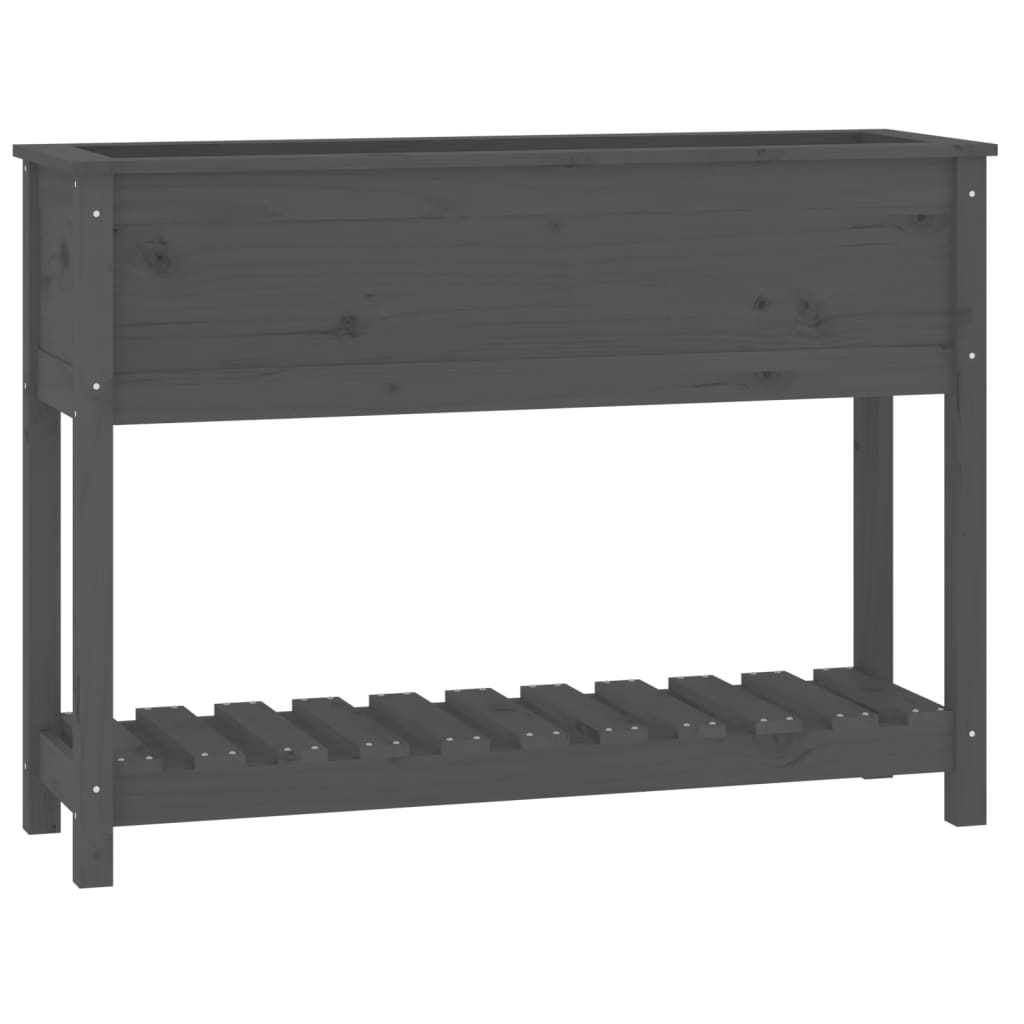 Vidaxx planter med hylde 111.5x34.5x81 cm fast fyrretræ grå