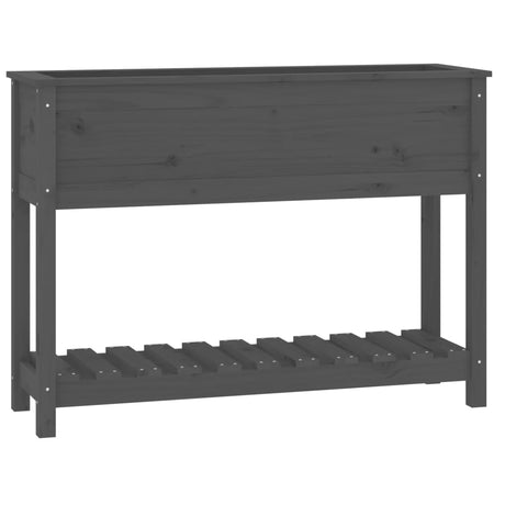 Vidaxx planter med hylde 111.5x34.5x81 cm fast fyrretræ grå