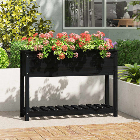 Vidaxx planter med hylde 111.5x34.5x81 cm fast fyrretræ sort