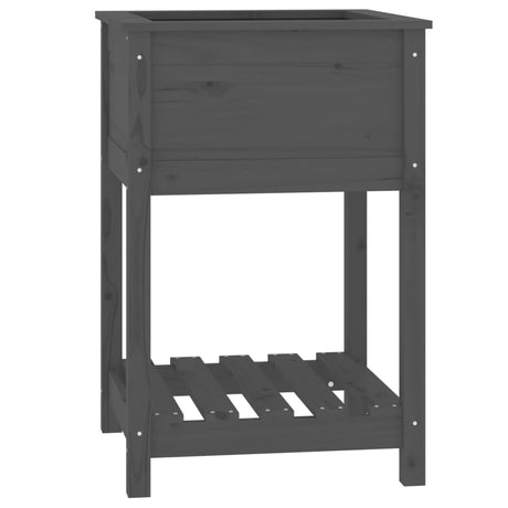 Vidaxx planter med hylde 54x54x81 cm fast fyrretræ grå