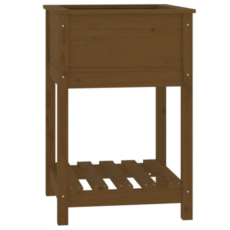 Vidaxx planter med hylde 54x54x81 cm fyrretræ honningbrun