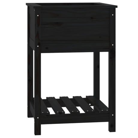 Vidaxx planter med hylde 54x54x81 cm solid fyrretræ sort