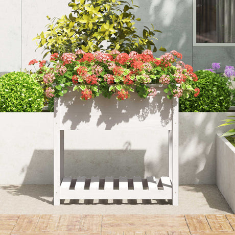 Vidaxx planter med hylde 82.5x54x81 cm fast fyrretræ hvid