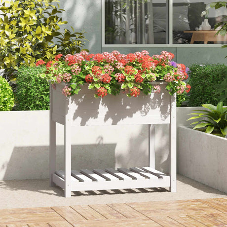 Vidaxx planter med hylde 82.5x54x81 cm fast fyrretræ hvid