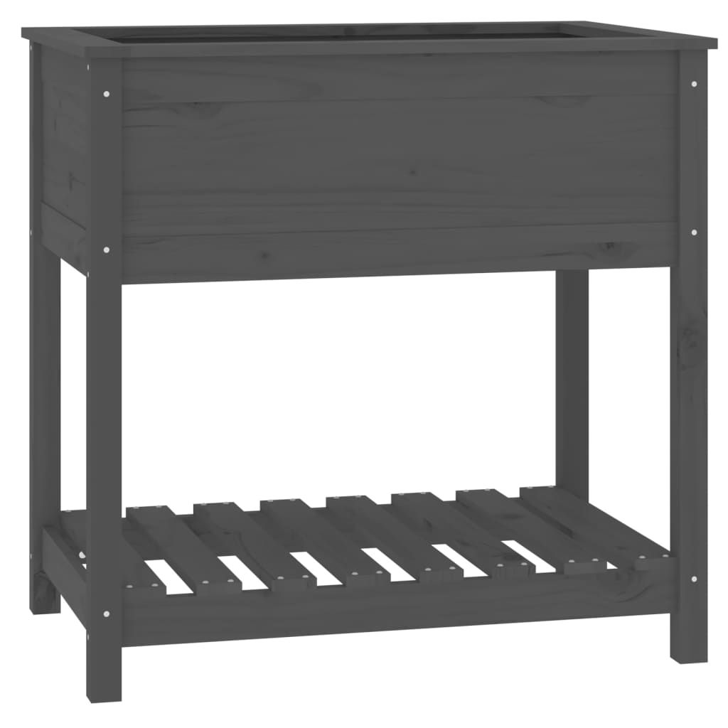 Vidaxx planter med hylde 82.5x54x81 cm solid fyrretræ grå