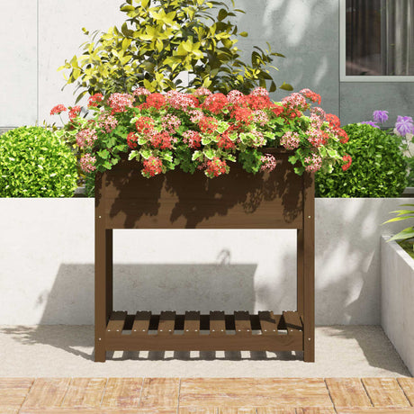 Vidaxx planter med hylde 82.5x54x81 cm fyrretræ til træ honning brun