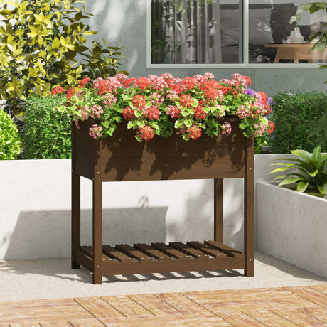 Vidaxx planter med hylde 82.5x54x81 cm fyrretræ til træ honning brun