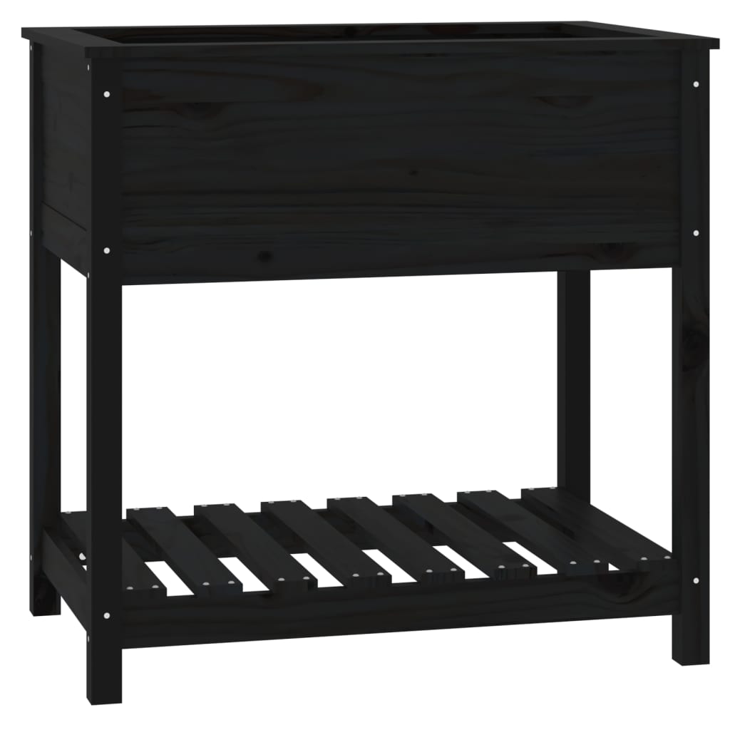 Vidaxx planter med hylde 82.5x54x81 cm Solid fyrretræ sort