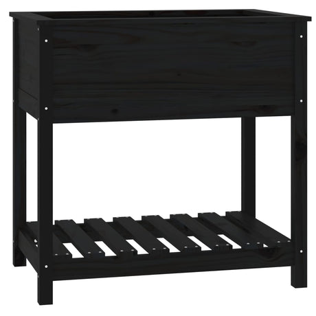 Vidaxx planter med hylde 82.5x54x81 cm Solid fyrretræ sort