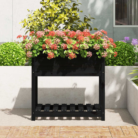 Vidaxx planter med hylde 82.5x54x81 cm Solid fyrretræ sort