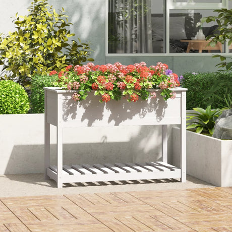 Vidaxx planter med hylde 111.5x54x81 cm fast fyrretræ hvid