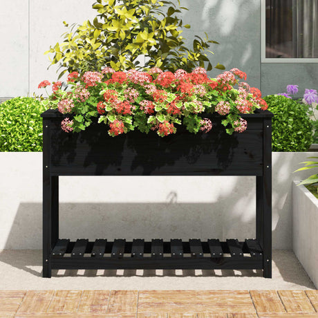 Vidaxx planter med hylde 111.5x54x81 cm Solid fyrretræ sort