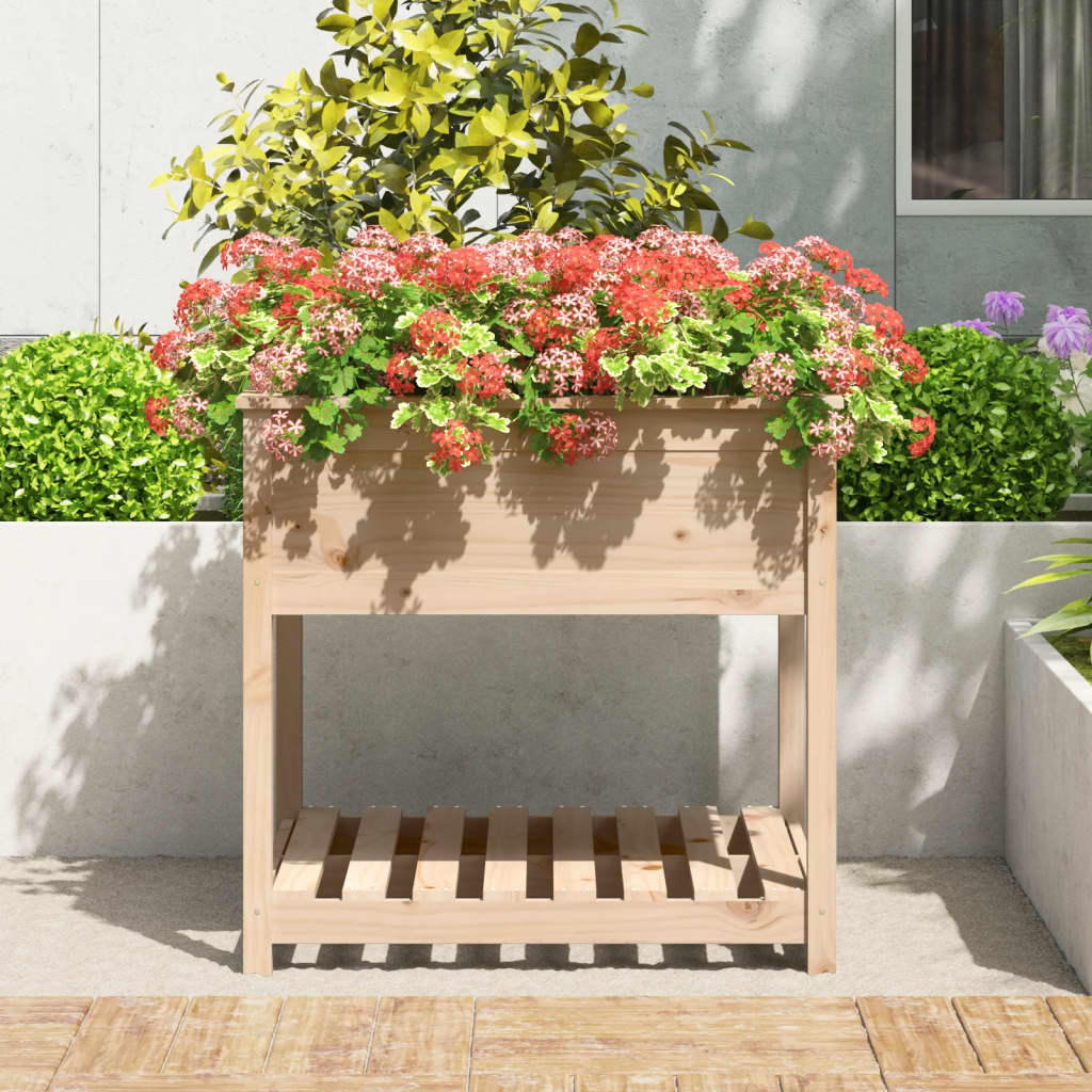 Vidaxx planter med hylde 82.5x82.5x81 cm fast fyrretræ
