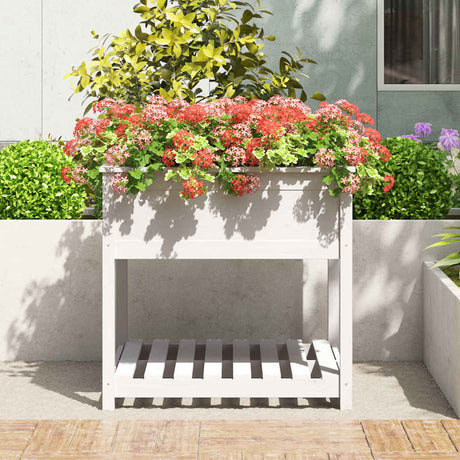 Vidaxx planter med hylde 82.5x82.5x81 cm fast fyrretræ hvid