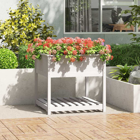 Vidaxx planter med hylde 82.5x82.5x81 cm fast fyrretræ hvid