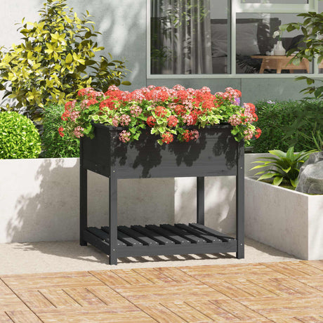 Vidaxx planter med hylde 82.5x82.5x81 cm fast fyrretræ grå