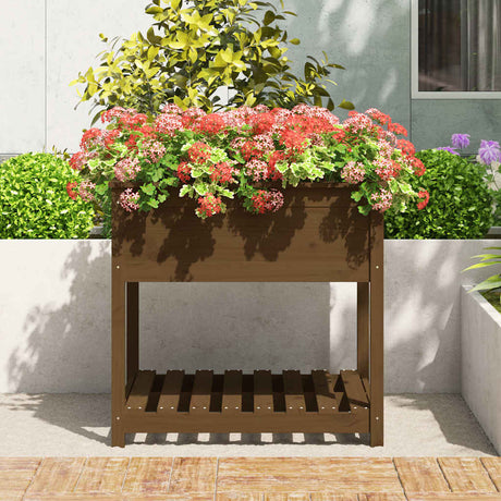 Vidaxx planter med hylde 82.5x82.5x81 cm fyrretræ til træ honning brun