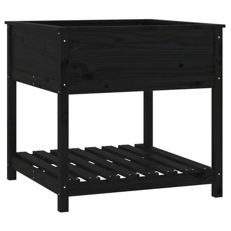 Vidaxx planter med hylde 82.5x82.5x81 cm Solid fyrretræ sort