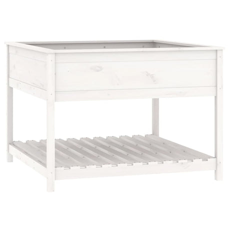 Vidaxx planter med hylde 111.5x111.5x81 cm fast fyrretræ hvid