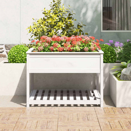 Vidaxx planter med hylde 111.5x111.5x81 cm fast fyrretræ hvid