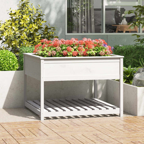 Vidaxx planter med hylde 111.5x111.5x81 cm fast fyrretræ hvid