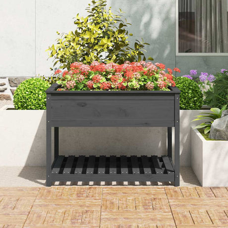 Vidaxx planter med hylde 111.5x111.5x81 cm fast fyrretræ grå