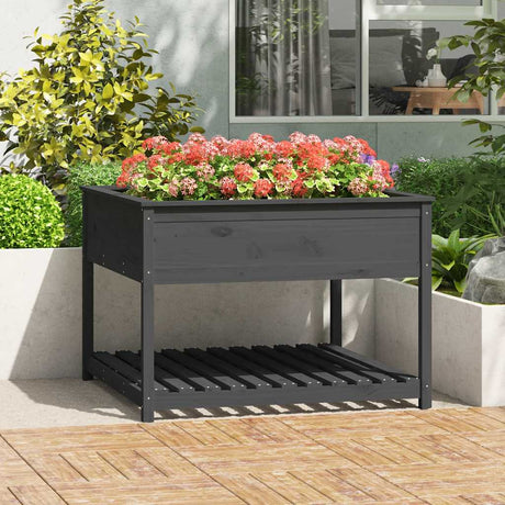 Vidaxx planter med hylde 111.5x111.5x81 cm fast fyrretræ grå