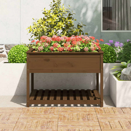 Vidaxx planter med hylde 111.5x111.5x81 cm Pine Wood Honey Brown