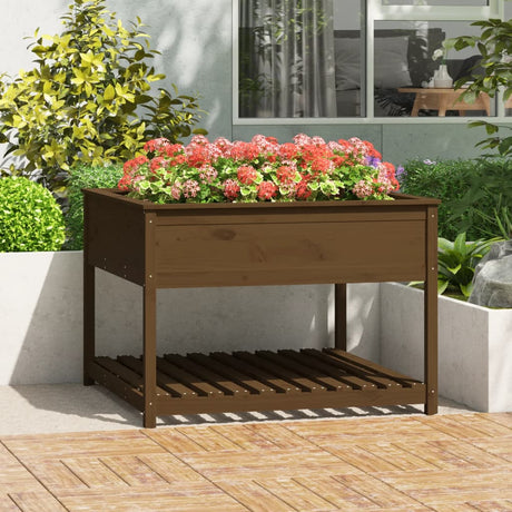 Vidaxx planter med hylde 111.5x111.5x81 cm Pine Wood Honey Brown