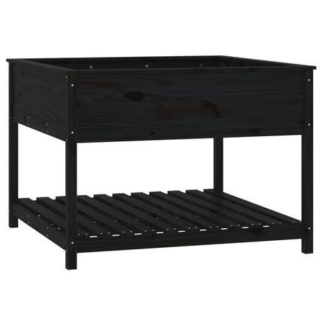 Vidaxx planter med hylde 111.5x111.5x81 cm solid fyrretræ sort