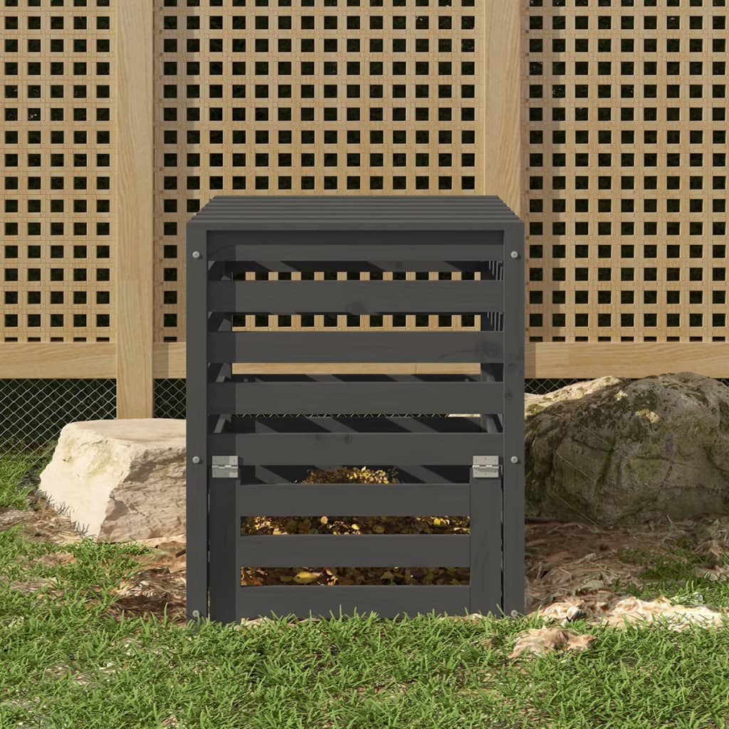 Vidaxx kompostbin 63,5x63,5x77,5 cm Solid fyrretræ grå