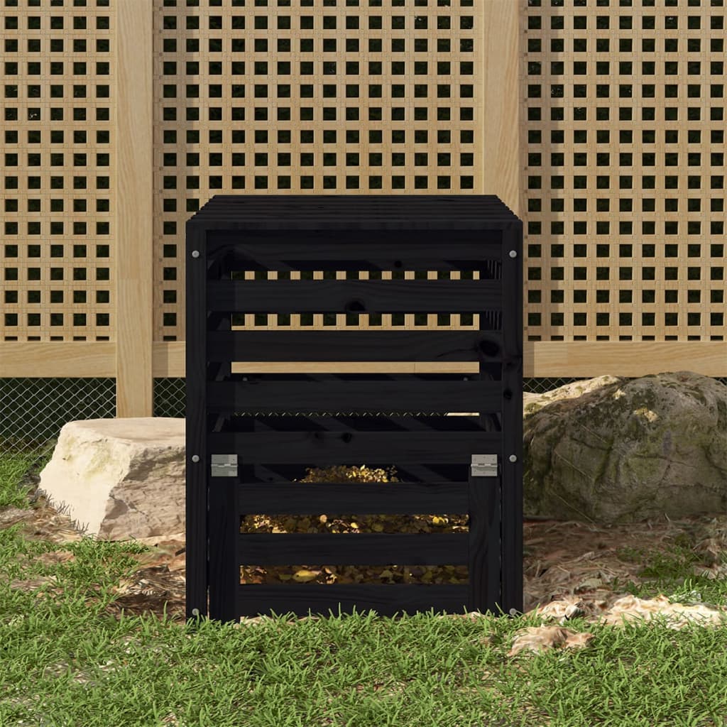 Vidaxx kompostbin 63.5x63.5x77.5 cm Solid fyrretræ sort