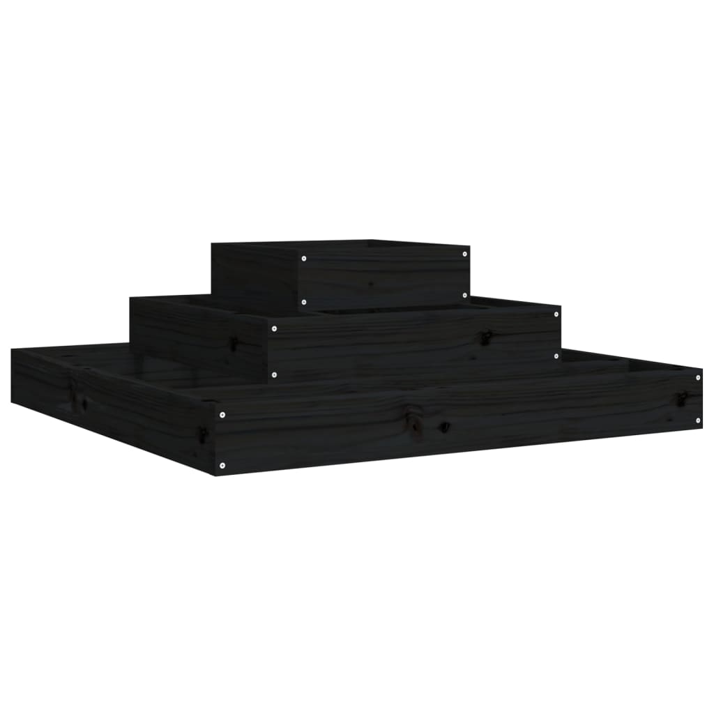 VIDAXX PLANTER 80X80X27 CM SOLID PINE TRÆ Sort