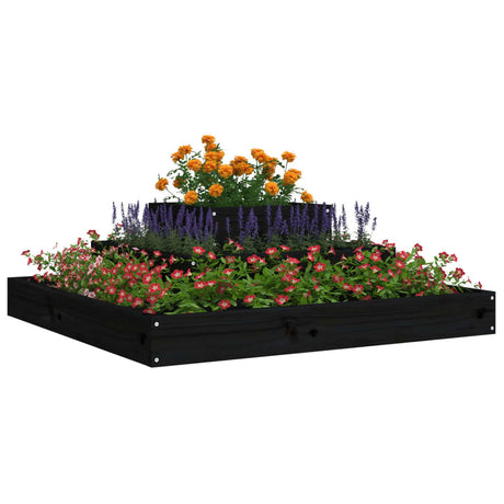 VIDAXX PLANTER 80X80X27 CM SOLID PINE TRÆ Sort