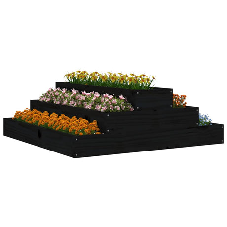 VIDAXX PLANTER 80X80X27 CM SOLID PINE TRÆ Sort