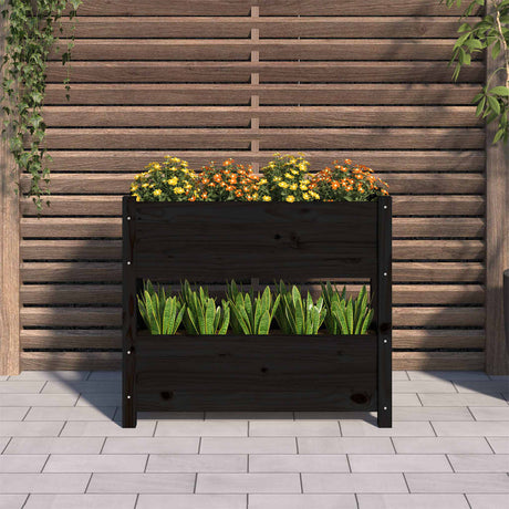 VIDAXX PLANTER 77X25X66 CM SOLID PINE TRÆ Sort