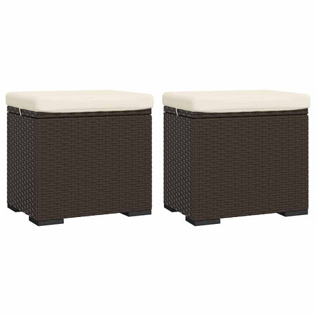 Vidaxl hockers met kussens 2 st 40x30x40 cm poly rattan bruin
