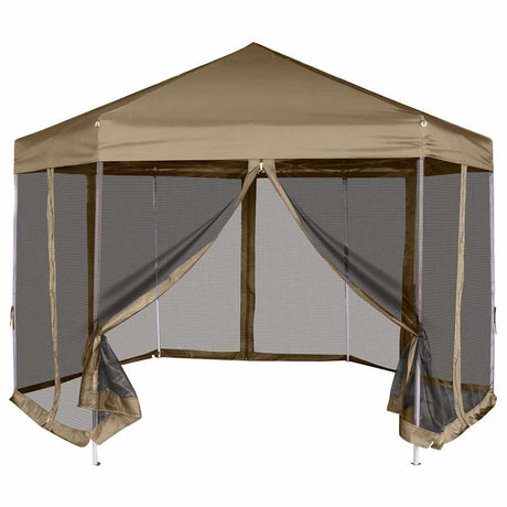 Vidaxx Party Telt med vægge Hexagonal 3.6x3.1 M Taupe 220 G M²