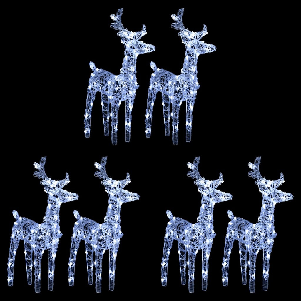 Vidaxl julen rensdyr 6 pcs 240 LEDS akrylkold hvid