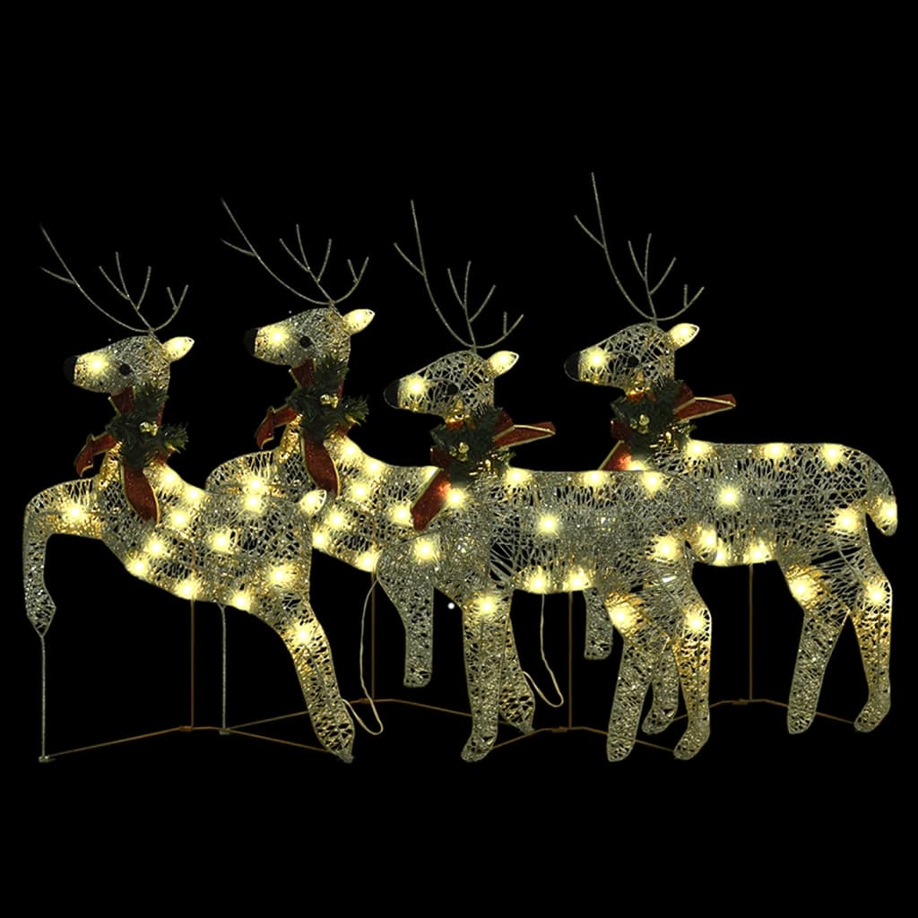 Vidaxl Christmas Reindeer 4 Pcs 80 LEDS Guldfarvet