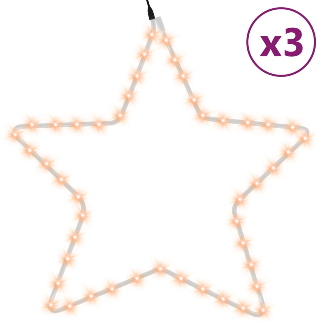 VidaXL julefigurer stjerner med 48 lysdioder 3 stk 56 cm varm hvid