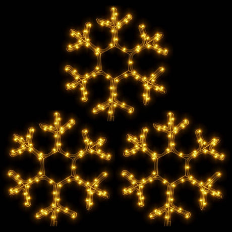 Vidaxl kerstfiguur sneeuwvlok met led's 3 st 38x37 cm warmwit