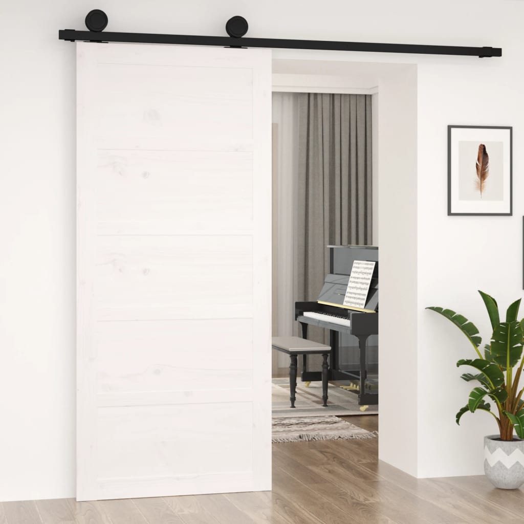 Vidaxl skydedør 90x1,8x204,5 cm fast fyrretræ hvid