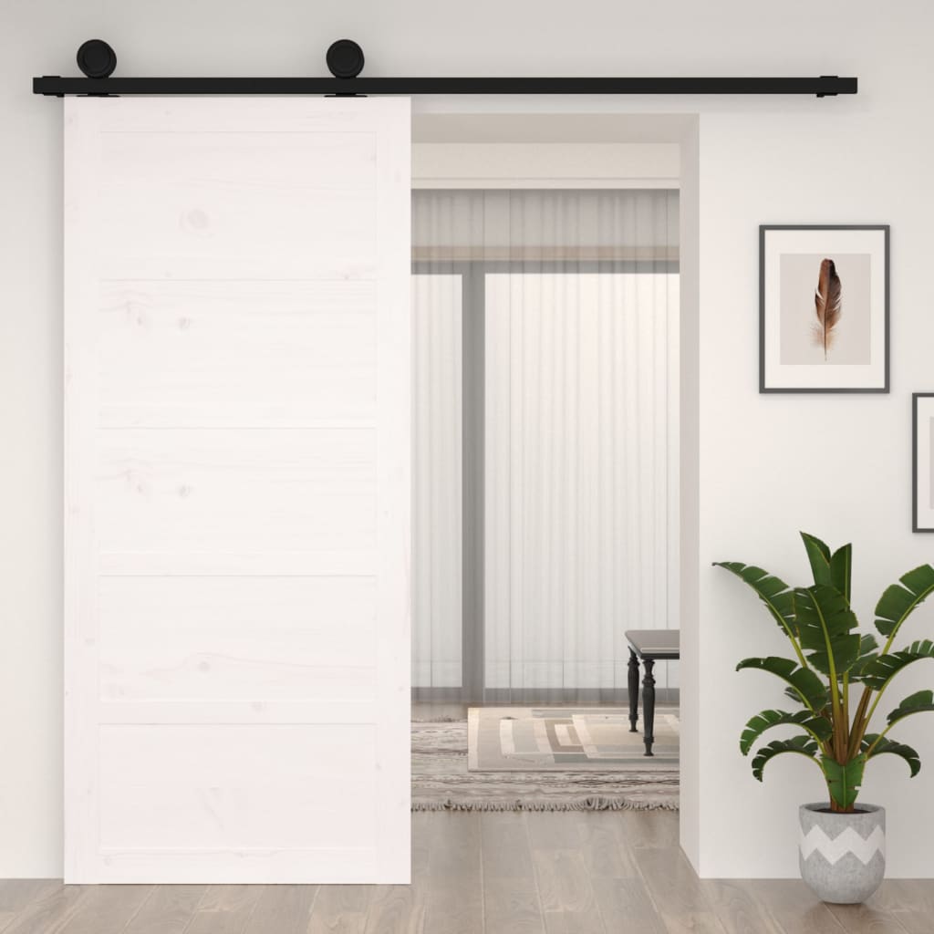 Vidaxl skydedør 90x1,8x204,5 cm fast fyrretræ hvid