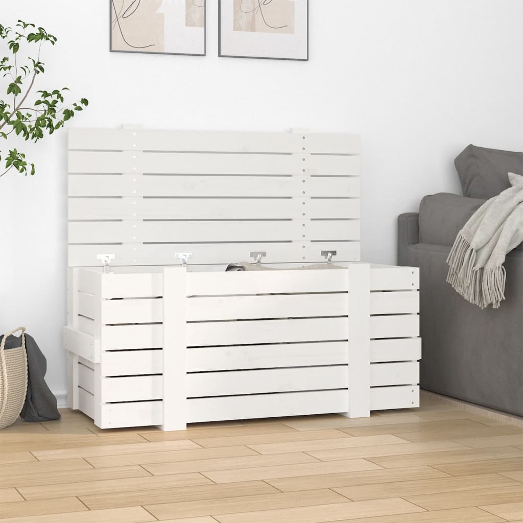 Vidaxx opbevaringsboks 91x40,5x42 cm massiv fyrretræ hvid