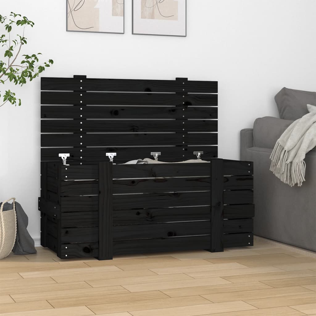 Vidaxx opbevaringsboks 91x40.5x42 cm Solid fyrretræ sort